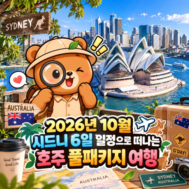 2026년 10월 시드니 6일 일정으로 떠나는 호주 풀패키지 여행
