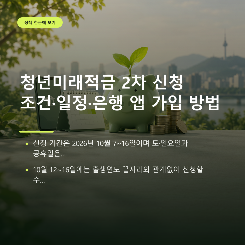 청년미래적금 2차 신청 조건·일정·은행 앱 가입 방법