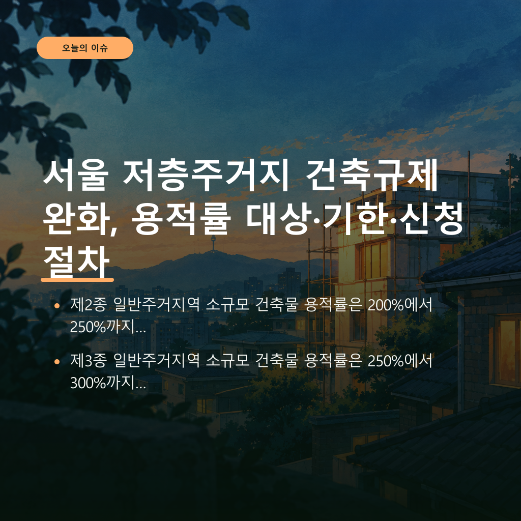 서울 저층주거지 건축규제 완화, 용적률 대상·기한·신청 절차